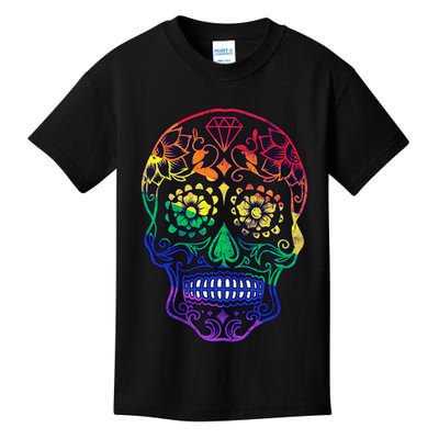 Rainbow Gay Pride Sugar Skull Kids T-Shirt