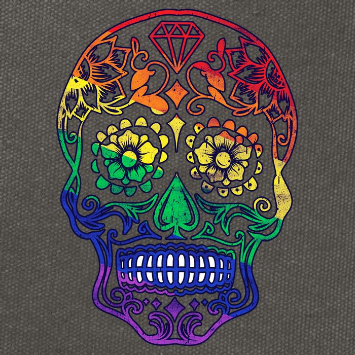 Rainbow Gay Pride Sugar Skull Cotton Canvas Backpack