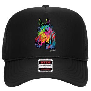 Rainbow Horse Face High Crown Mesh Back Trucker Hat