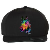 Rainbow Horse Face Wool Snapback Cap