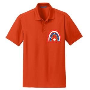 Rainbow Leopard American Flag 4th of July Dry Zone Grid Polo