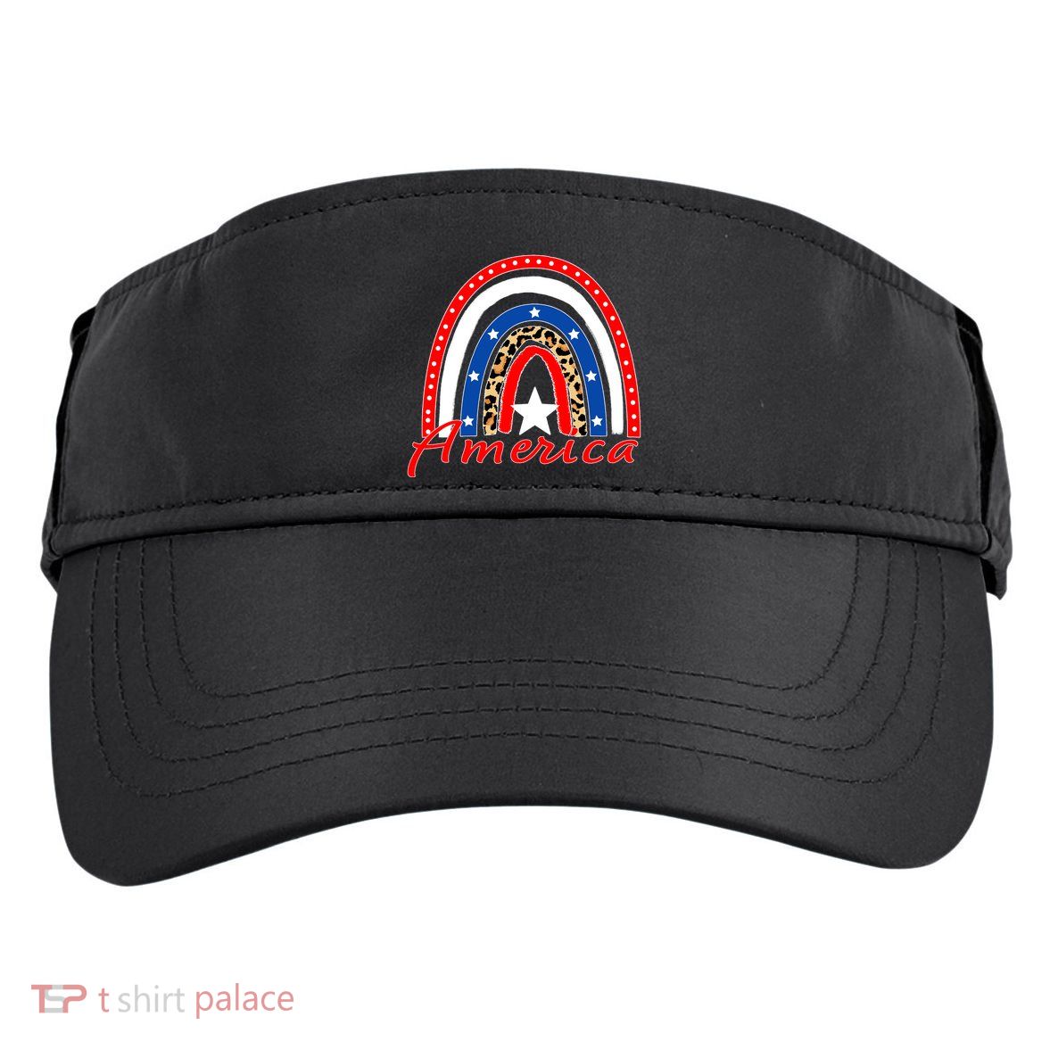 Rainbow Leopard American Flag 4th of July Adult Drive Performance Visor