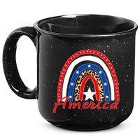 Rainbow Leopard American Flag 4th of July 15oz Campfire Ceramic Mug