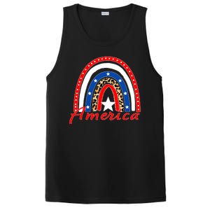 Rainbow Leopard American Flag 4th of July PosiCharge Competitor Tank