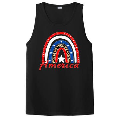 Rainbow Leopard American Flag 4th of July PosiCharge Competitor Tank