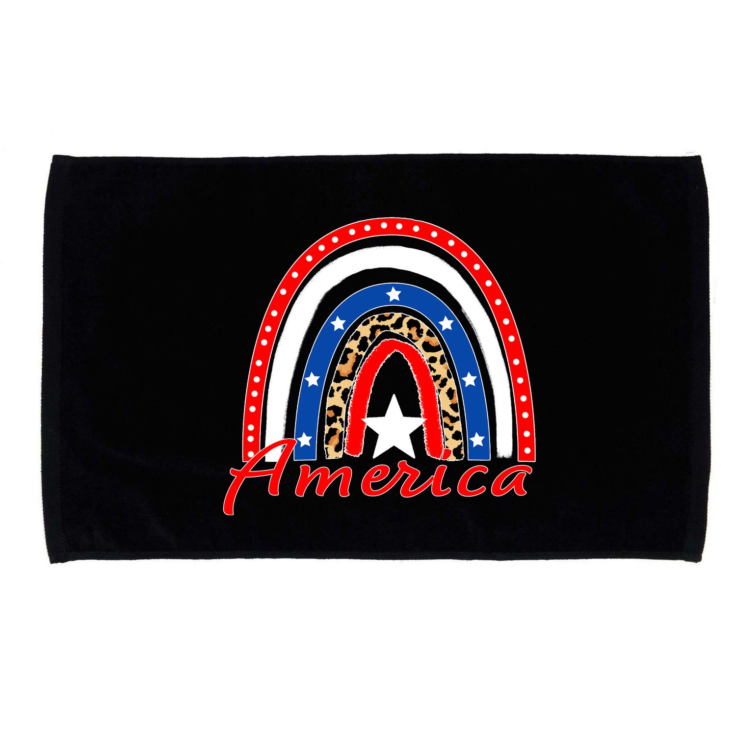Rainbow Leopard American Flag 4th of July Microfiber Hand Towel