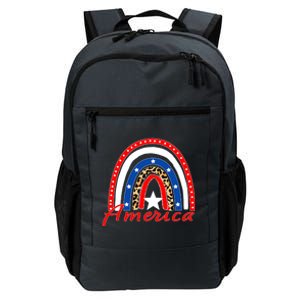 Rainbow Leopard American Flag 4th of July Daily Commute Backpack