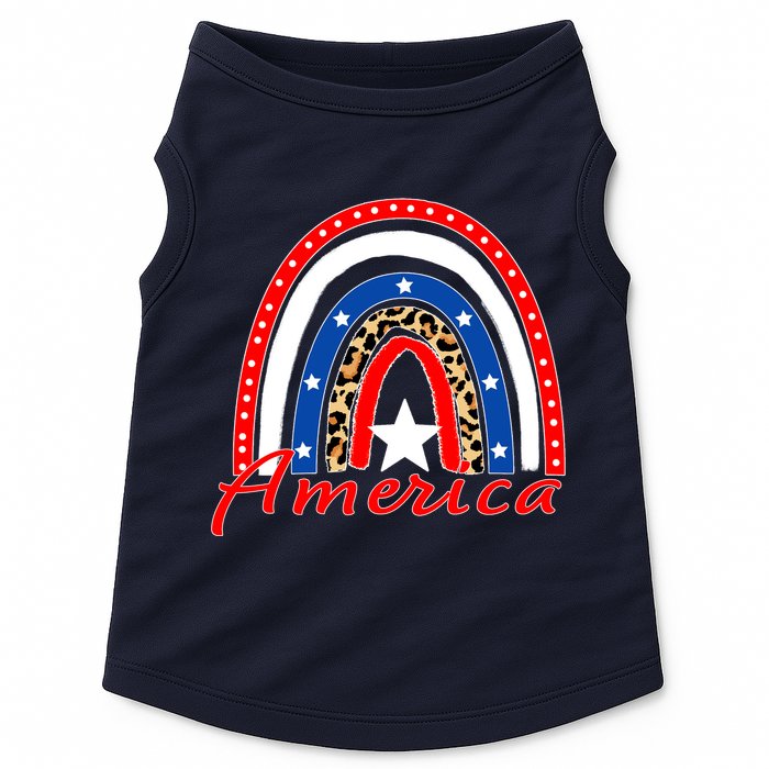 Rainbow Leopard American Flag 4th of July Doggie Tank
