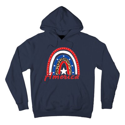 Rainbow Leopard American Flag 4th of July Hoodie