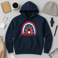 Rainbow Leopard American Flag 4th of July Hoodie