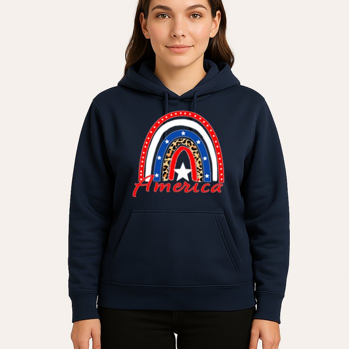 Rainbow Leopard American Flag 4th of July Hoodie