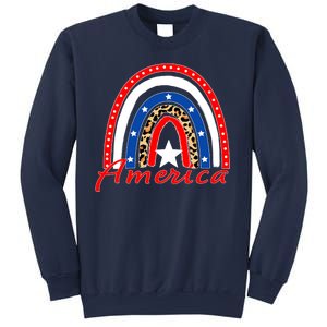 Rainbow Leopard American Flag 4th of July Sweatshirt