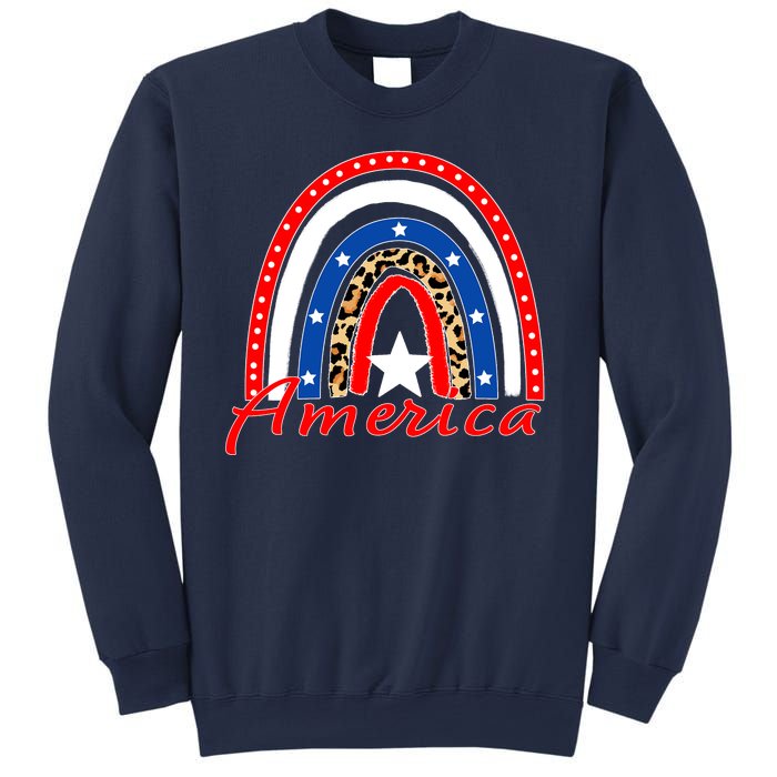 Rainbow Leopard American Flag 4th of July Sweatshirt