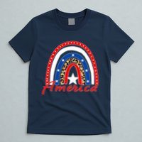 Rainbow Leopard American Flag 4th of July T-Shirt