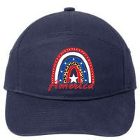 Rainbow Leopard American Flag 4th of July 7-Panel Snapback Hat