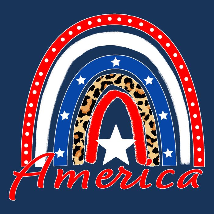 Rainbow Leopard American Flag 4th of July 7-Panel Snapback Hat