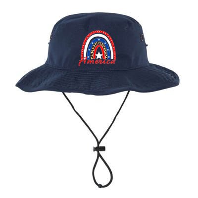 Rainbow Leopard American Flag 4th of July Bucket Hat