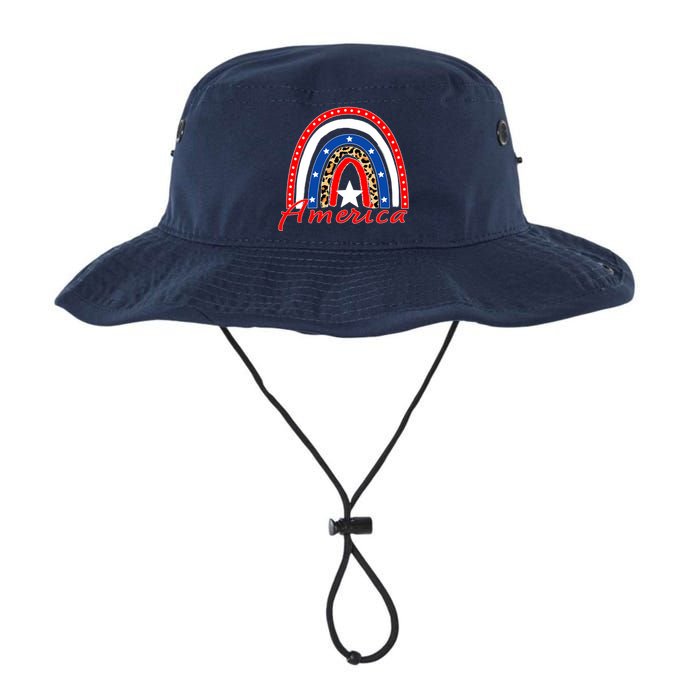 Rainbow Leopard American Flag 4th of July Bucket Hat