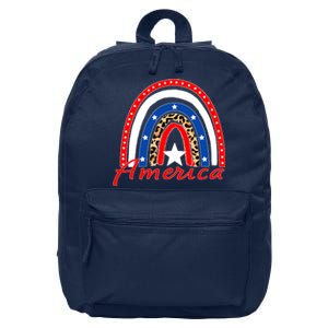 Rainbow Leopard American Flag 4th of July 16 in Basic Backpack