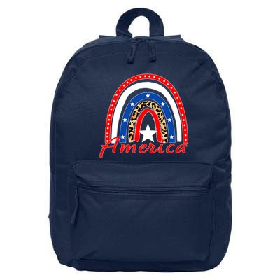 Rainbow Leopard American Flag 4th of July 16 in Basic Backpack