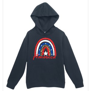 Rainbow Leopard American Flag 4th of July Urban Pullover Hoodie