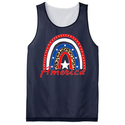 Rainbow Leopard American Flag 4th of July Mesh Reversible Basketball Jersey Tank