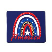 Rainbow Leopard American Flag 4th of July Mousepad