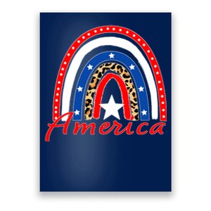 Rainbow Leopard American Flag 4th of July Poster