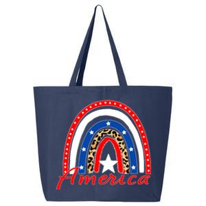 Rainbow Leopard American Flag 4th of July 25L Jumbo Tote