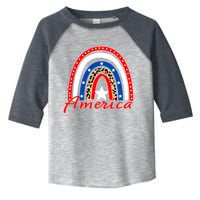 Rainbow Leopard American Flag 4th of July Toddler Fine Jersey T-Shirt