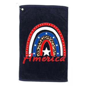 Rainbow Leopard American Flag 4th of July Platinum Collection Golf Towel