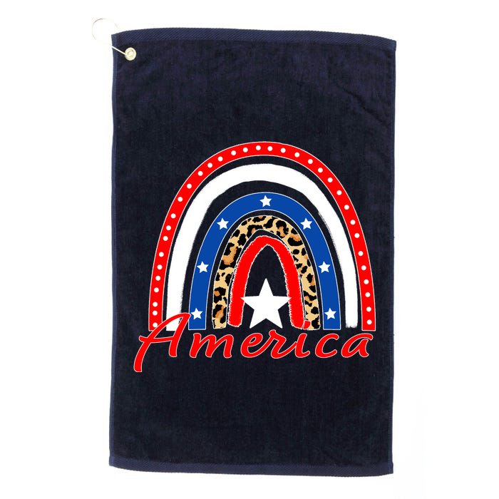 Rainbow Leopard American Flag 4th of July Golf Towel