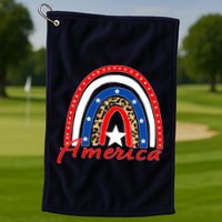 Rainbow Leopard American Flag 4th of July Golf Towel
