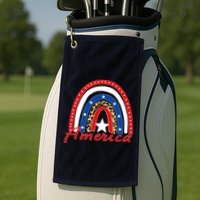 Rainbow Leopard American Flag 4th of July Golf Towel
