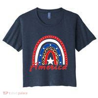 Rainbow Leopard American Flag 4th of July Crop Top