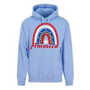 Rainbow Leopard American Flag 4th of July Unisex Surf Hoodie