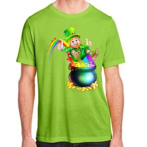 Rainbow Leprechaun Sliding Into A Pot Of  Gold Adult ChromaSoft Performance T-Shirt