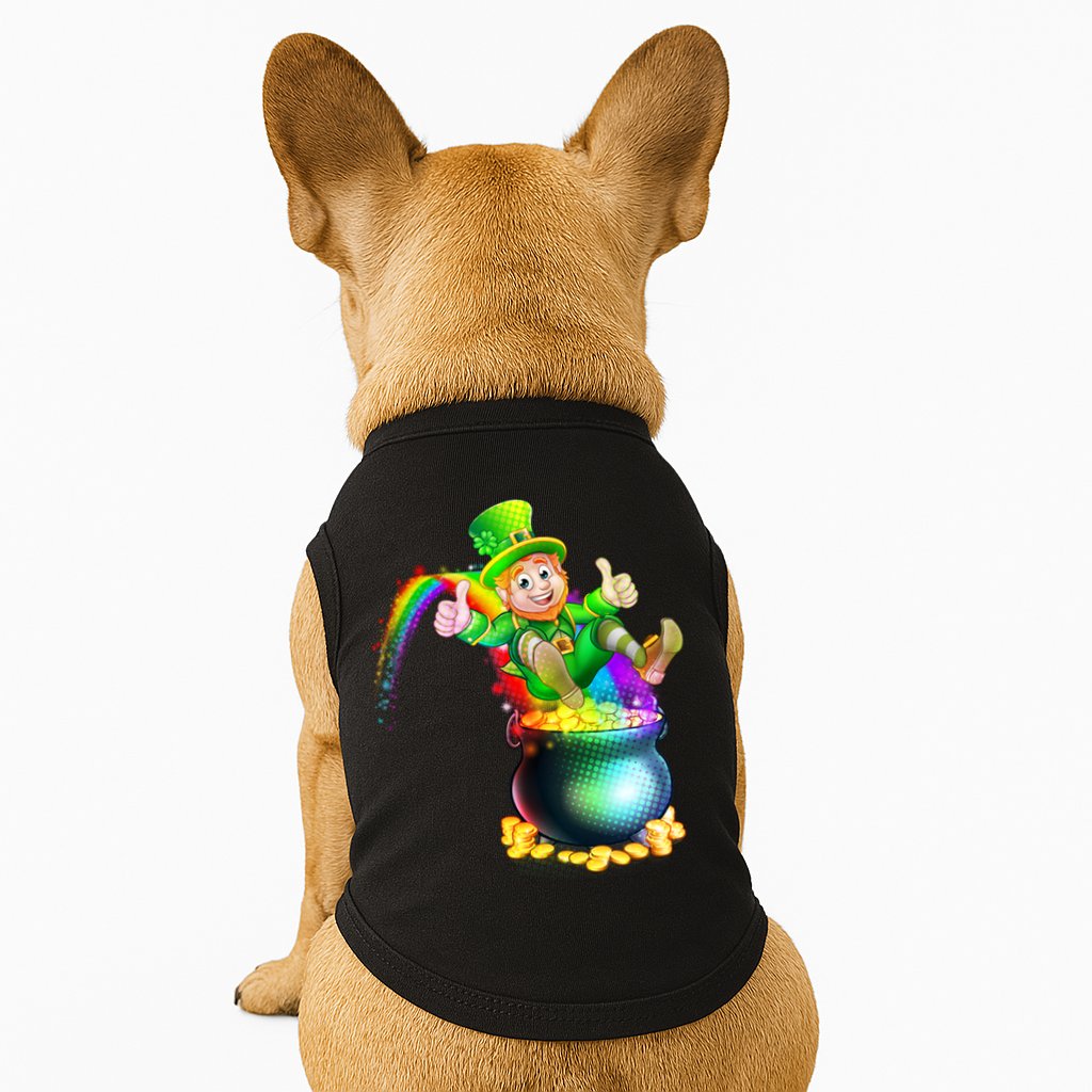 Rainbow Leprechaun Sliding Into A Pot Of  Gold Doggie Tank