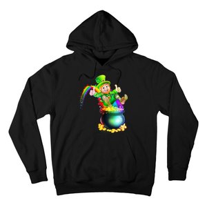 Rainbow Leprechaun Sliding Into A Pot Of  Gold Hoodie