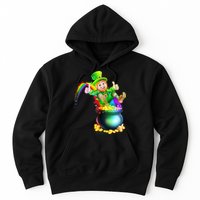 Rainbow Leprechaun Sliding Into A Pot Of  Gold Hoodie