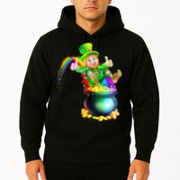 Rainbow Leprechaun Sliding Into A Pot Of  Gold Hoodie