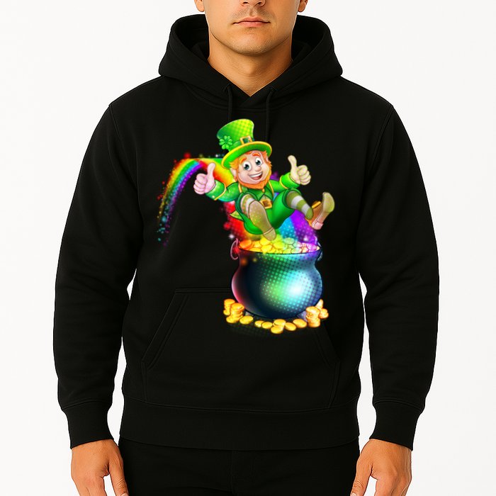 Rainbow Leprechaun Sliding Into A Pot Of  Gold Hoodie