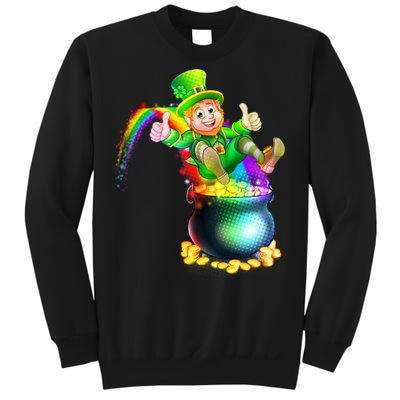 Rainbow Leprechaun Sliding Into A Pot Of  Gold Sweatshirt