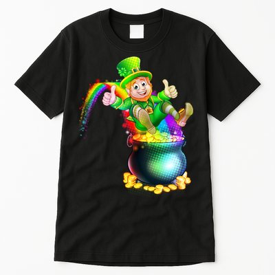 Rainbow Leprechaun Sliding Into A Pot Of  Gold Tall T-Shirt