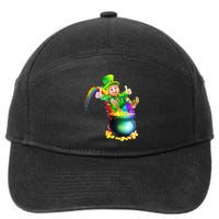 Rainbow Leprechaun Sliding Into A Pot Of  Gold 7-Panel Snapback Hat