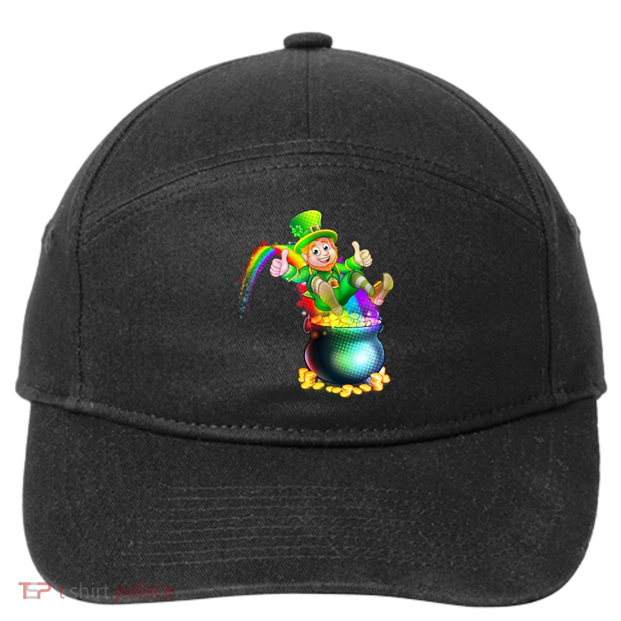 Rainbow Leprechaun Sliding Into A Pot Of  Gold 7-Panel Snapback Hat