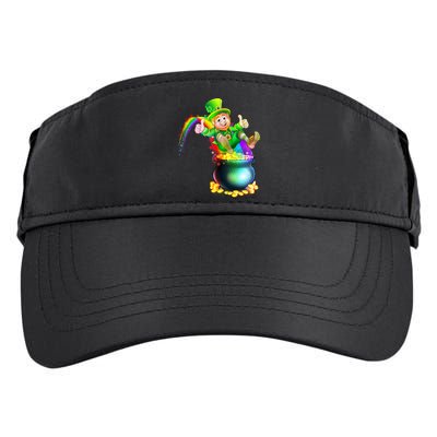 Rainbow Leprechaun Sliding Into A Pot Of  Gold Adult Drive Performance Visor