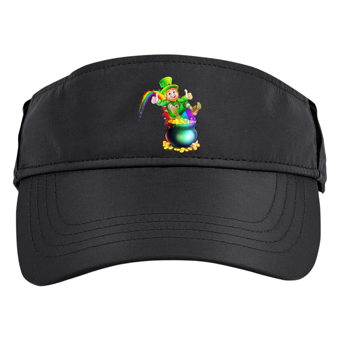 Rainbow Leprechaun Sliding Into A Pot Of  Gold Adult Drive Performance Visor
