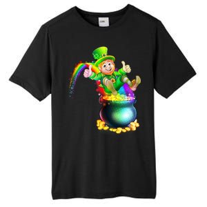 Rainbow Leprechaun Sliding Into A Pot Of  Gold Tall Fusion ChromaSoft Performance T-Shirt