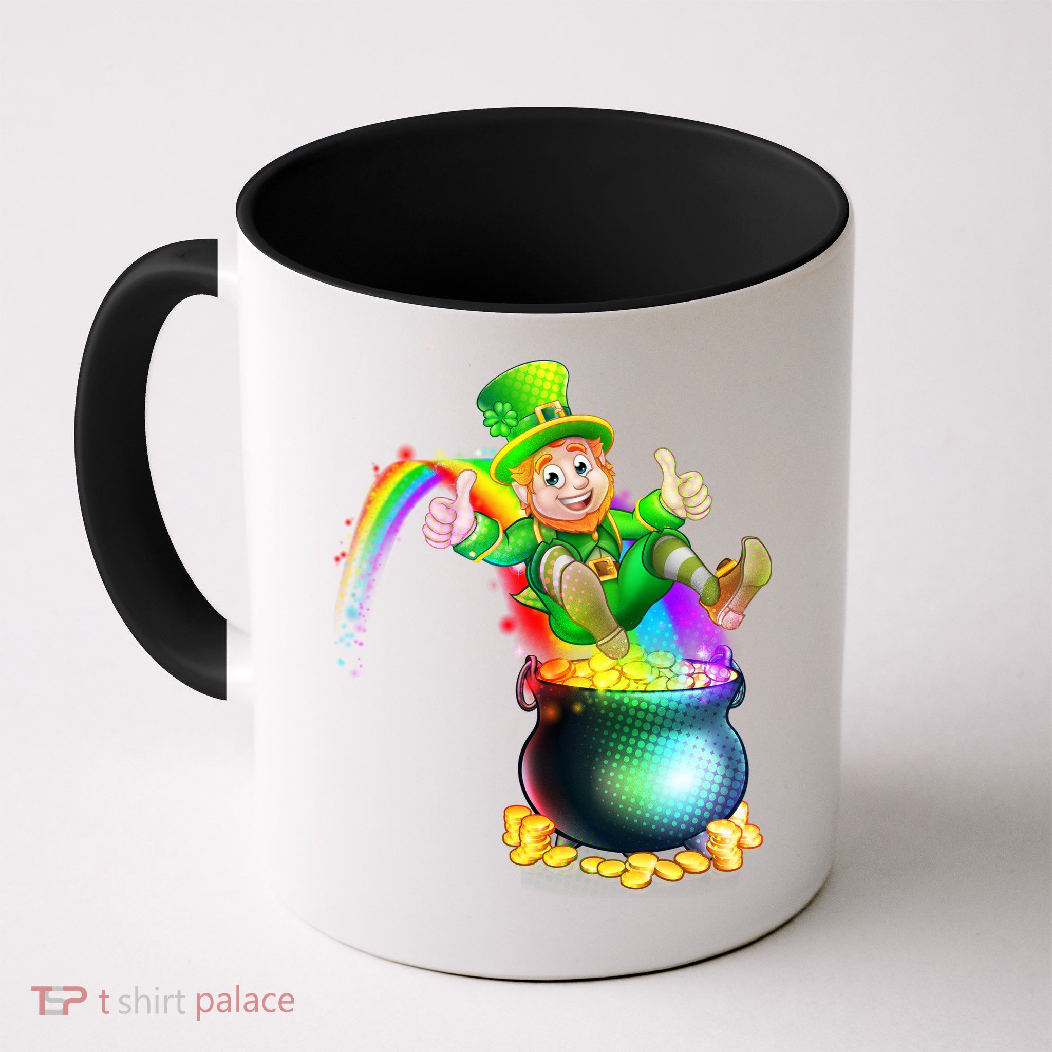 Rainbow Leprechaun Sliding Into A Pot Of  Gold Mug